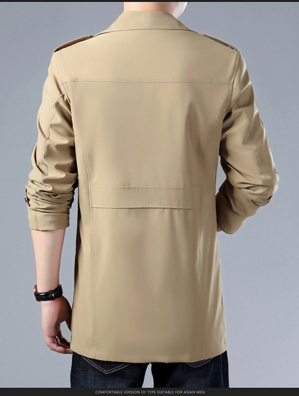 Spring And Autumn Men's Trench Coat With Buttons Top Quality Jacket Slim Regular Classic Jacket