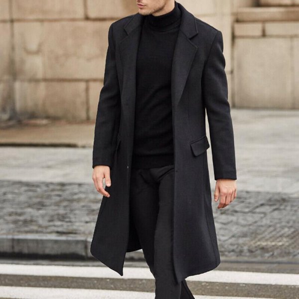 Men's long trench coat woolen coat