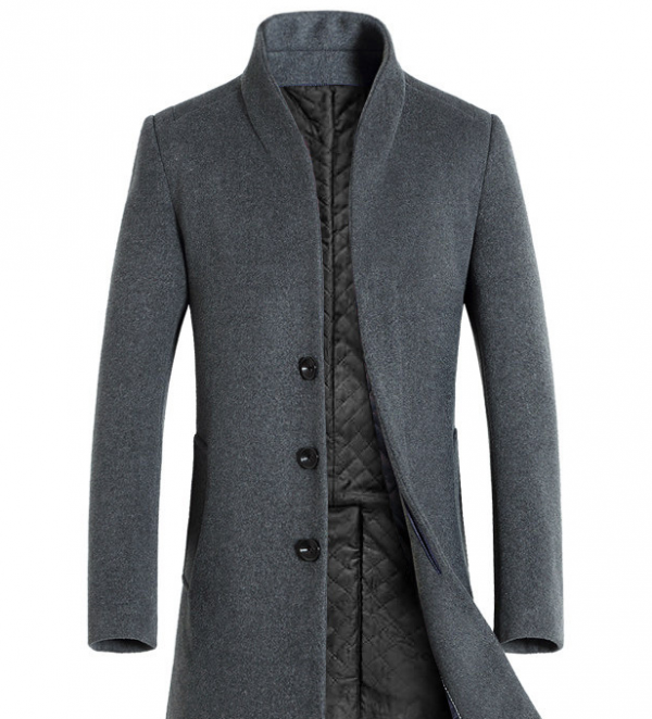 Men's mid-length slim coat woolen coat trench coat jacket